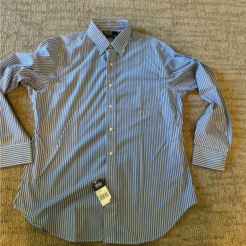 New with tags men’s blue and white Polo shirt